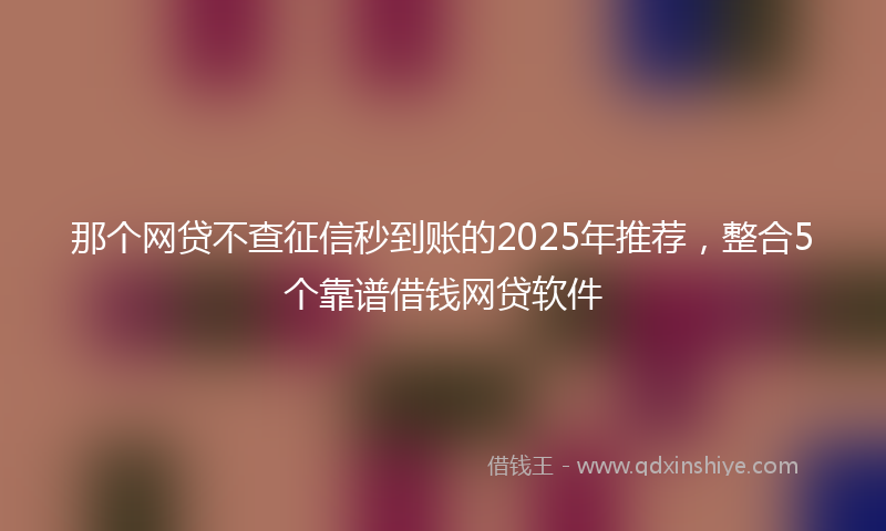 那个网贷不查征信秒到账的2025年推荐，整合5个靠谱借钱网贷软件