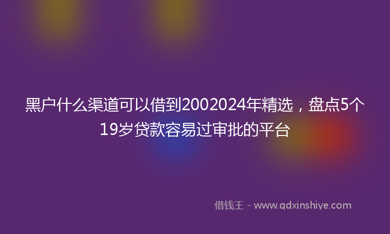 黑户什么渠道可以借到2002024年精选，盘点5个19岁贷款容易过审批的平台