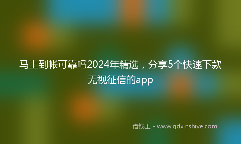 马上到帐可靠吗2024年精选，分享5个快速下款无视征信的app