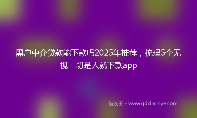 黑户中介贷款能下款吗2025年推荐，梳理5个无视一切是人就下款app