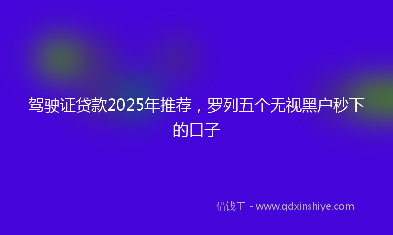 驾驶证贷款2025年推荐，罗列五个无视黑户秒下的口子
