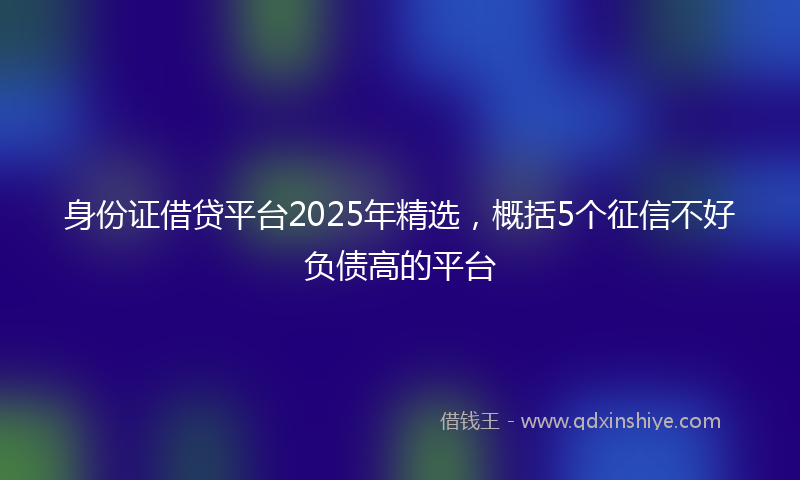 身份证借贷平台2025年精选，概括5个征信不好负债高的平台