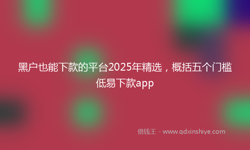 黑户也能下款的平台2025年精选，概括五个门槛低易下款app