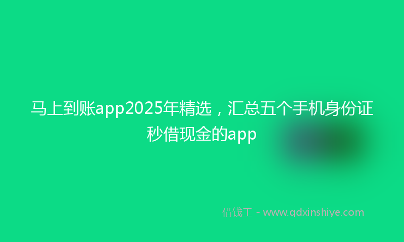 马上到账app2025年精选，汇总五个手机身份证秒借现金的app