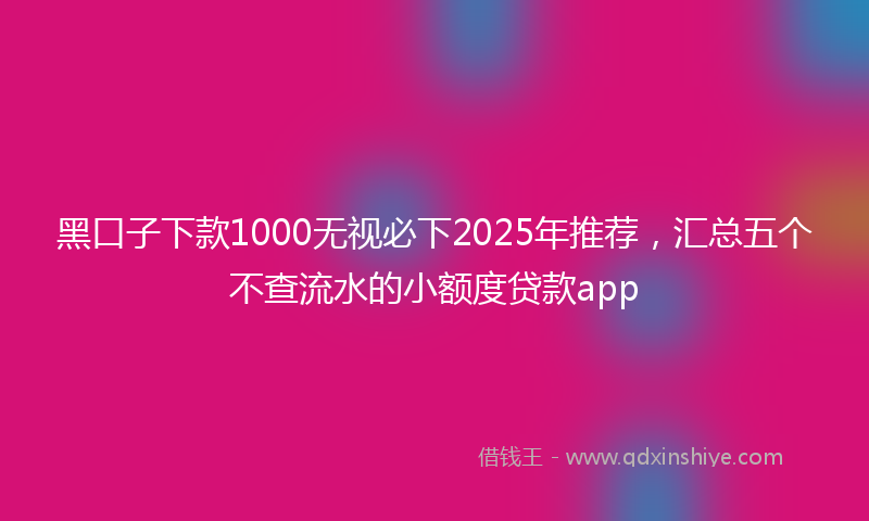 黑口子下款1000无视必下2025年推荐，汇总五个不查流水的小额度贷款app