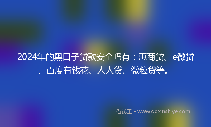 2024年的黑口子贷款安全吗有：惠商贷、e微贷、百度有钱花、人人贷、微粒贷等。