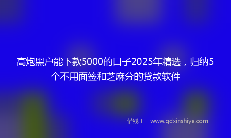 高炮黑户能下款5000的口子2025年精选，归纳5个不用面签和芝麻分的贷款软件