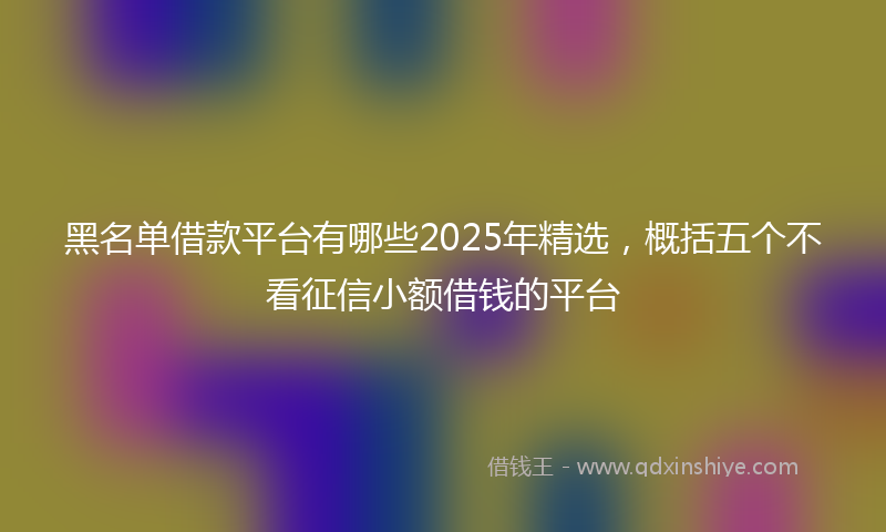 黑名单借款平台有哪些2025年精选，概括五个不看征信小额借钱的平台