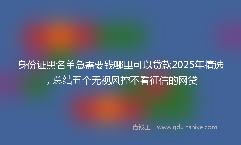 身份证黑名单急需要钱哪里可以贷款2025年精选，总结五个无视风控不看征信的网贷