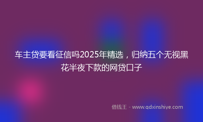 车主贷要看征信吗2025年精选，归纳五个无视黑花半夜下款的网贷口子