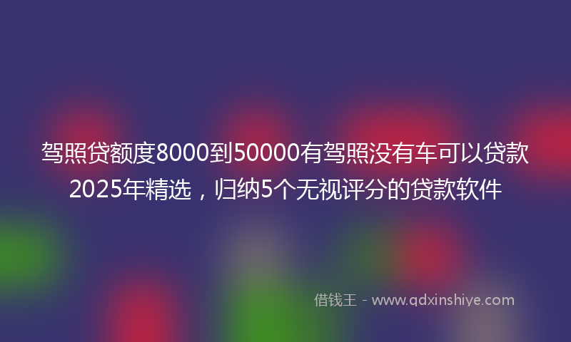 驾照贷额度8000到50000有驾照没有车可以贷款2025年精选，归纳5个无视评分的贷款软件