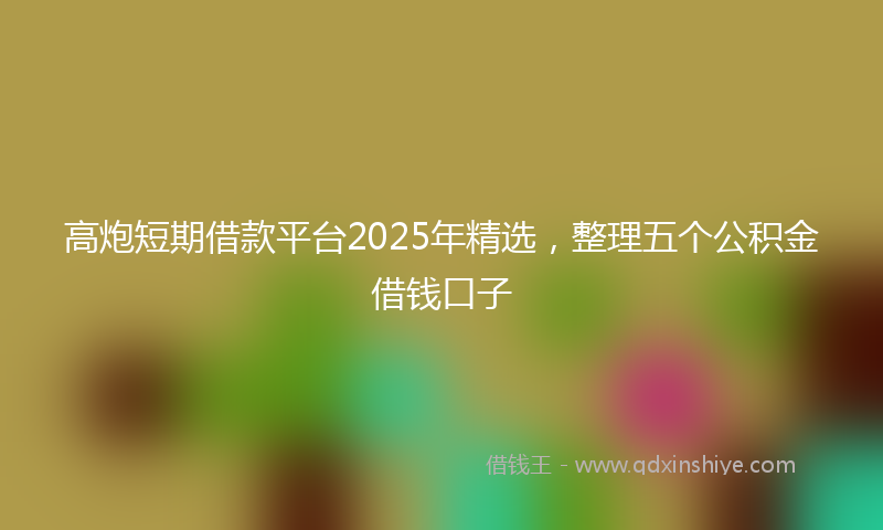 高炮短期借款平台2025年精选，整理五个公积金借钱口子