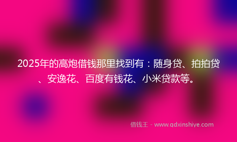 2025年的高炮借钱那里找到有：随身贷、拍拍贷、安逸花、百度有钱花、小米贷款等。