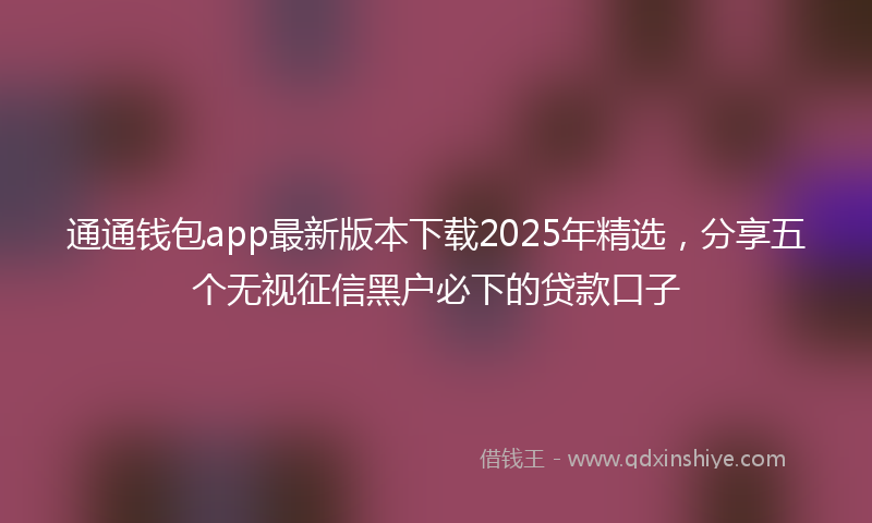 通通钱包app最新版本下载2025年精选，分享五个无视征信黑户必下的贷款口子