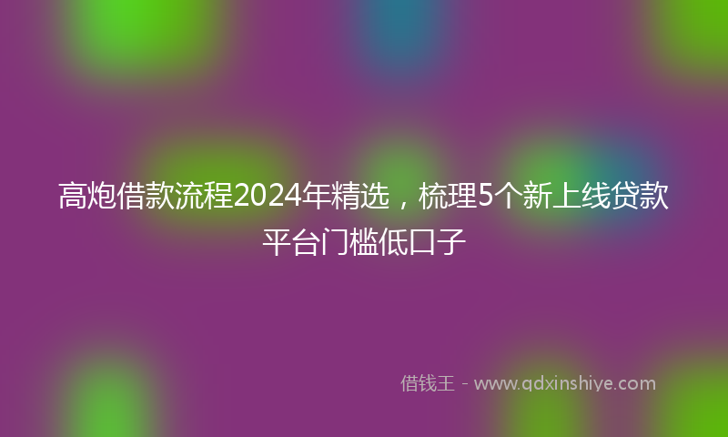 高炮借款流程2024年精选，梳理5个新上线贷款平台门槛低口子