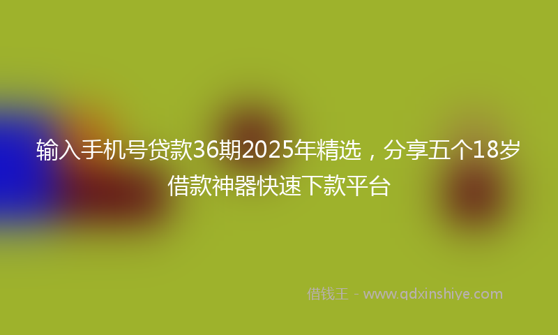 输入手机号贷款36期2025年精选，分享五个18岁借款神器快速下款平台