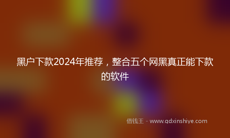 黑户下款2024年推荐，整合五个网黑真正能下款的软件