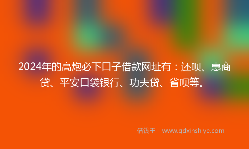 2024年的高炮必下口子借款网址有：还呗、惠商贷、平安口袋银行、功夫贷、省呗等。
