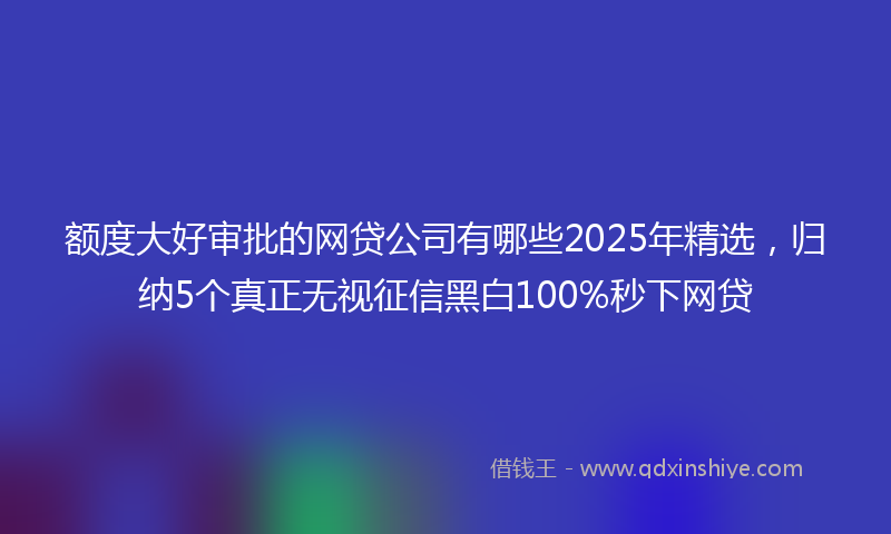 额度大好审批的网贷公司有哪些2025年精选，归纳5个真正无视征信黑白100%秒下网贷