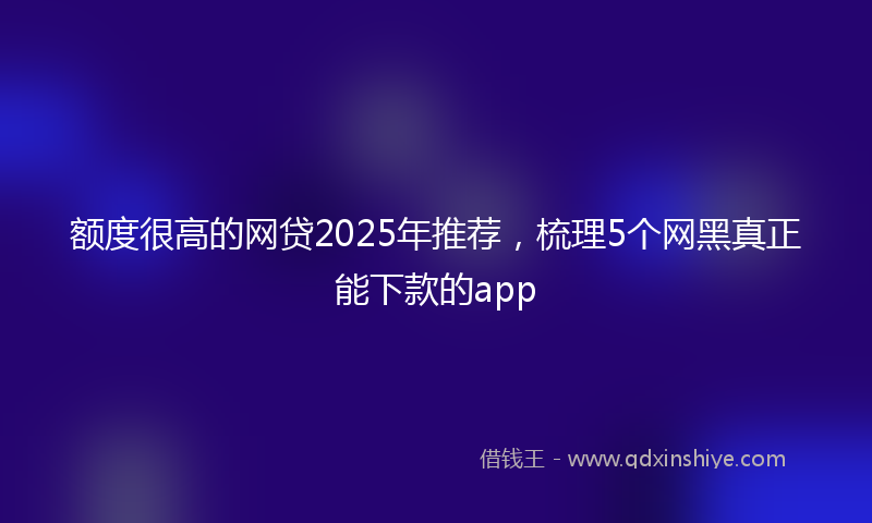额度很高的网贷2025年推荐，梳理5个网黑真正能下款的app