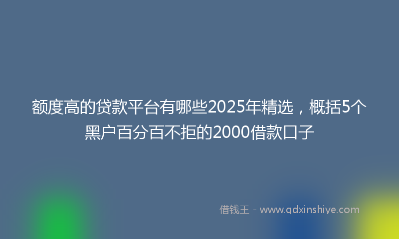 额度高的贷款平台有哪些2025年精选，概括5个黑户百分百不拒的2000借款口子