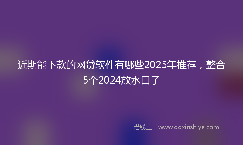 近期能下款的网贷软件有哪些2025年推荐，整合5个2024放水口子