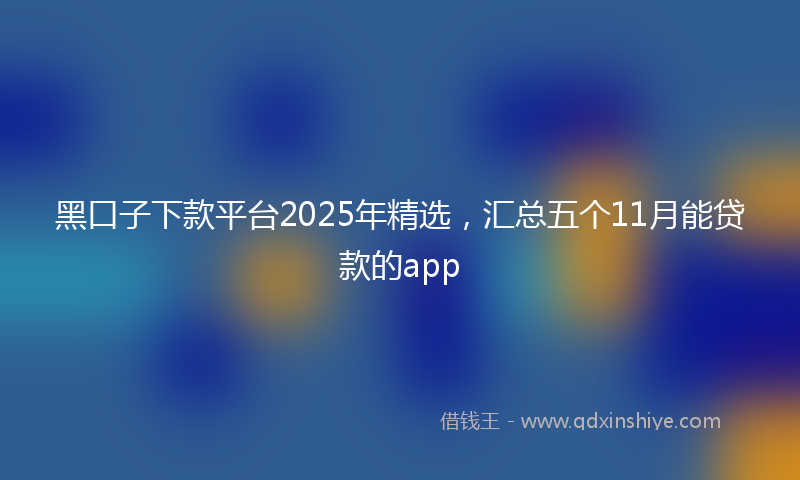 黑口子下款平台2025年精选，汇总五个11月能贷款的app