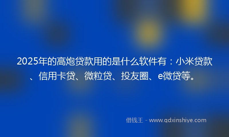 2025年的高炮贷款用的是什么软件有：小米贷款、信用卡贷、微粒贷、投友圈、e微贷等。