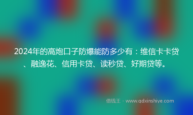 2024年的高炮口子防爆能防多少有：维信卡卡贷、融逸花、信用卡贷、读秒贷、好期贷等。