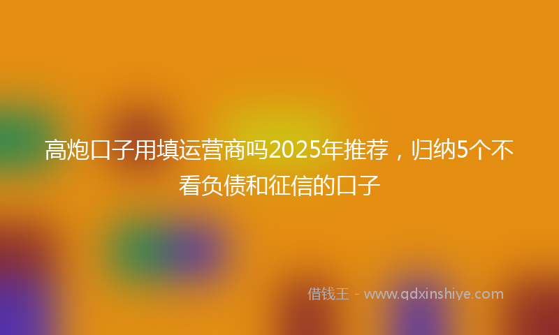 高炮口子用填运营商吗2025年推荐，归纳5个不看负债和征信的口子