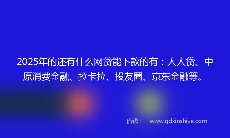 2025年的还有什么网贷能下款的有：人人贷、中原消费金融、拉卡拉、投友圈、京东金融等。