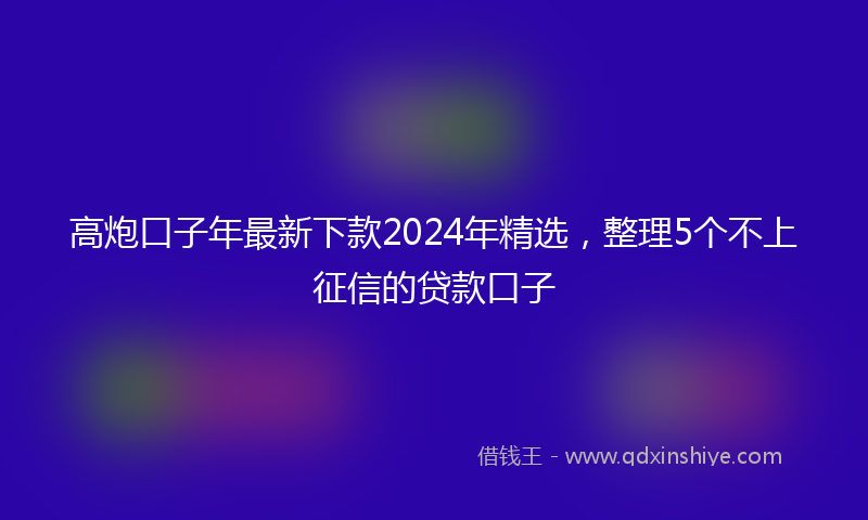 高炮口子年最新下款2024年精选，整理5个不上征信的贷款口子