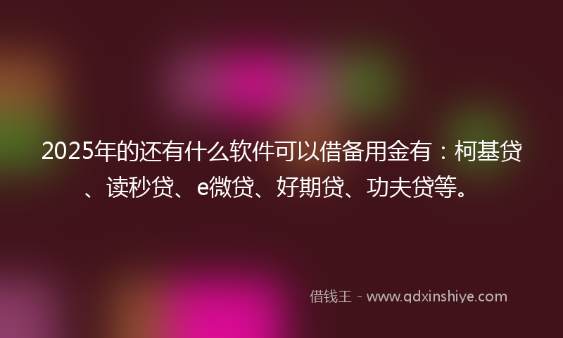 2025年的还有什么软件可以借备用金有：柯基贷、读秒贷、e微贷、好期贷、功夫贷等。