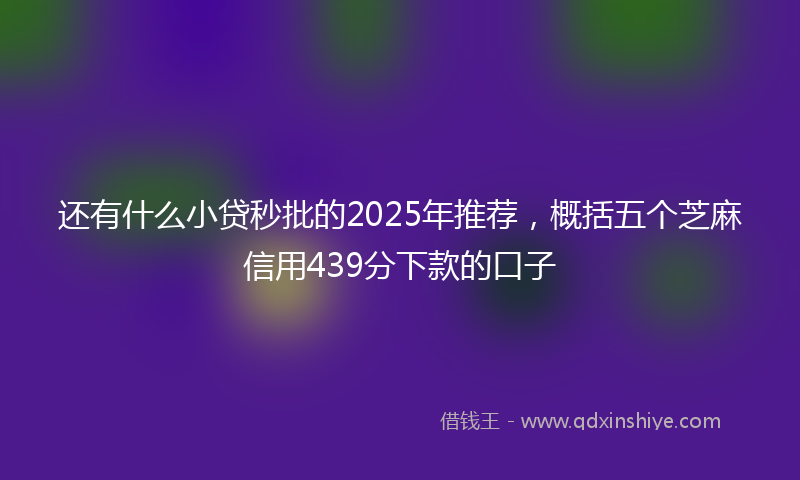 还有什么小贷秒批的2025年推荐，概括五个芝麻信用439分下款的口子