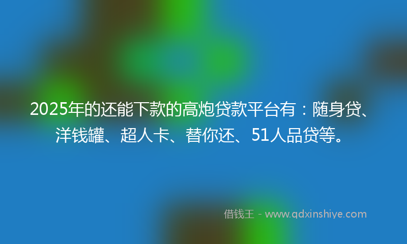 2025年的还能下款的高炮贷款平台有：随身贷、洋钱罐、超人卡、替你还、51人品贷等。