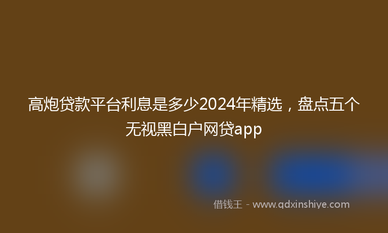 高炮贷款平台利息是多少2024年精选，盘点五个无视黑白户网贷app