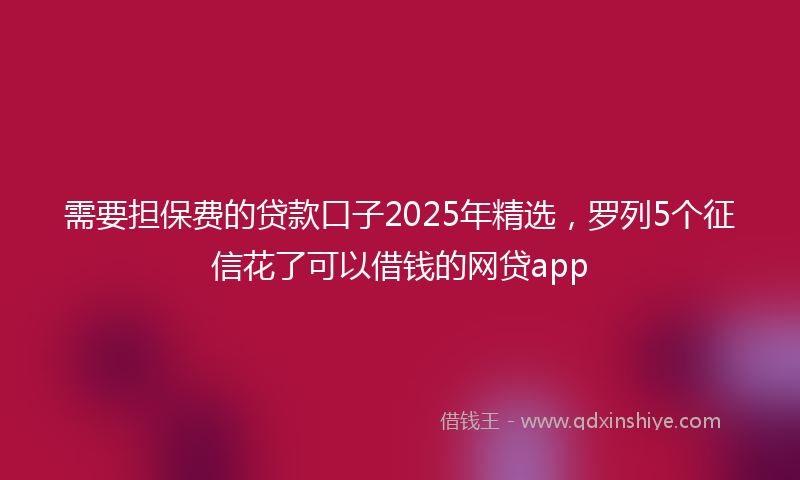 需要担保费的贷款口子2025年精选，罗列5个征信花了可以借钱的网贷app