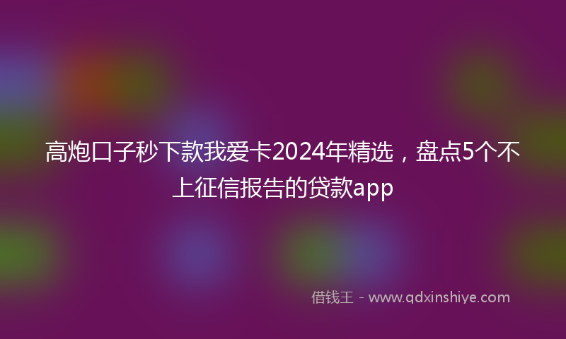 高炮口子秒下款我爱卡2024年精选，盘点5个不上征信报告的贷款app