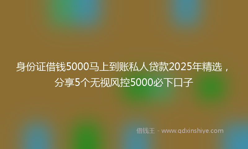 身份证借钱5000马上到账私人贷款2025年精选，分享5个无视风控5000必下口子