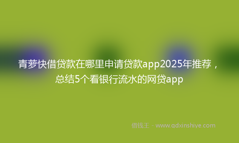 青萝快借贷款在哪里申请贷款app2025年推荐，总结5个看银行流水的网贷app