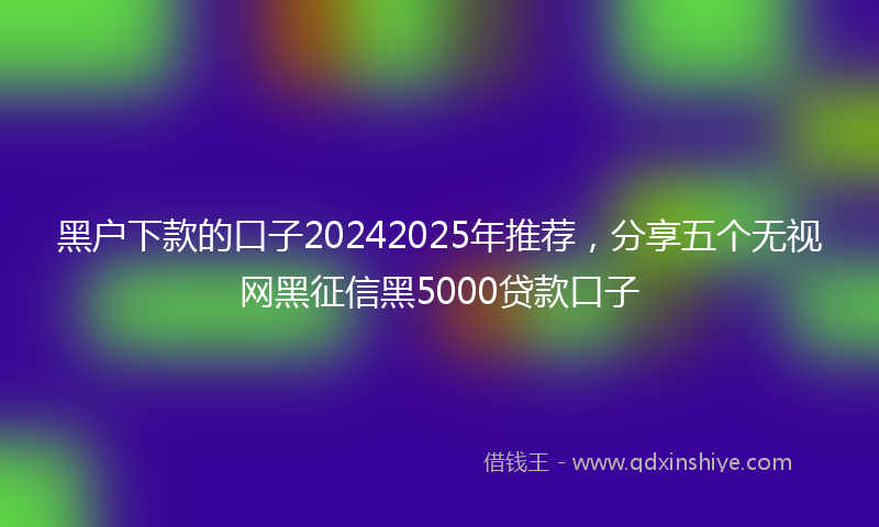 黑户下款的口子20242025年推荐，分享五个无视网黑征信黑5000贷款口子