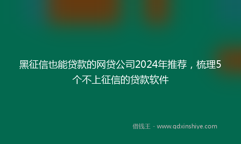 黑征信也能贷款的网贷公司2024年推荐，梳理5个不上征信的贷款软件