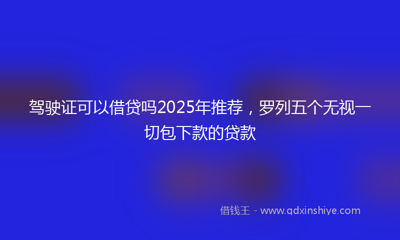 驾驶证可以借贷吗2025年推荐，罗列五个无视一切包下款的贷款