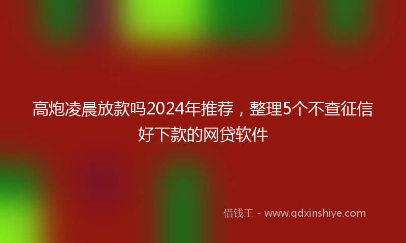 高炮凌晨放款吗2024年推荐，整理5个不查征信好下款的网贷软件