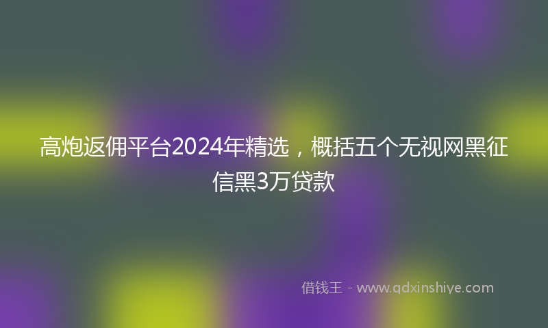 高炮返佣平台2024年精选，概括五个无视网黑征信黑3万贷款