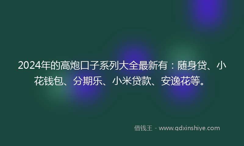 2024年的高炮口子系列大全最新有：随身贷、小花钱包、分期乐、小米贷款、安逸花等。