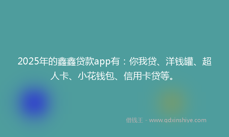 2025年的鑫鑫贷款app有：你我贷、洋钱罐、超人卡、小花钱包、信用卡贷等。