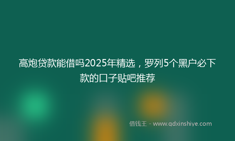 高炮贷款能借吗2025年精选，罗列5个黑户必下款的口子贴吧推荐
