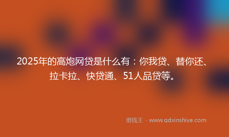 2025年的高炮网贷是什么有：你我贷、替你还、拉卡拉、快贷通、51人品贷等。