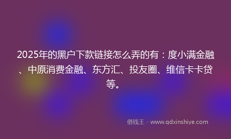 2025年的黑户下款链接怎么弄的有：度小满金融、中原消费金融、东方汇、投友圈、维信卡卡贷等。